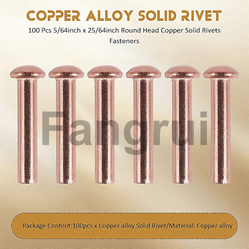 For 100 Pcs 564inch X 2564inch Round Head Copper Solid Rivets Fasteners 1