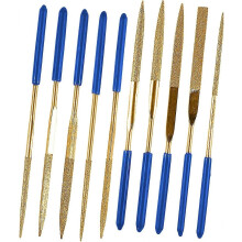 (761) Diamantnaaldvijlset - 10 stuks mini titanium gecoate vijlenset, juweliershandvijlen voor het vijlen
