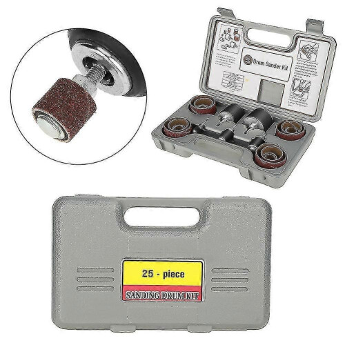 (1287)25pcs Spindle Sanding Drum Sander Tool Kit Set With Case For Drill Press 2