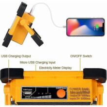 (2100) Wiederaufladbarer LED-Scheinwerfer 60 W, 3000 Lumen, Arbeitsleuchte mit 9000 mAh Akku und 4 Modi,