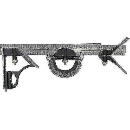 (1418) Juego de escuadra combinada de 30 cm, acero inoxidable, ajustable, multifuncional.
