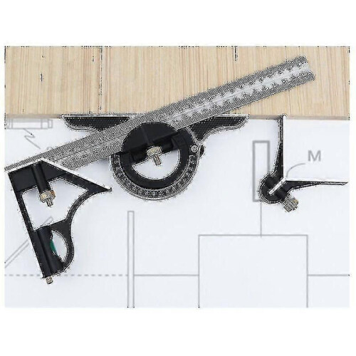 (1418) Juego de escuadra combinada de 30 cm, acero inoxidable, ajustable, multifuncional. 2