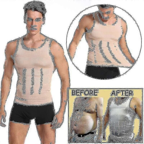 (M-Beige43985)Maglia a compressione per ginecomastia da uomo, allenatore della vita, intimo dimagrante,
