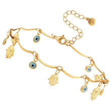 Evil Eye Anklet for Women with Adjustable Design and Zirconia Stones, Classic Style for Teenagers and Special Occasions