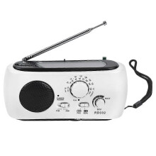 (021241) Noodradio op zonne-energie, handzwengel, FM-AM SW, draagbare radio, 3-in-1 leeslamp, zaklamp,