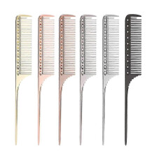 (Silver1549)Metal Hair Comb Rat Tail Hairdressing Combs Hair Cutting Dying Hair Parting Comb Curly Hair