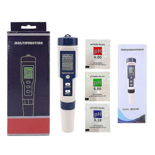 (1318) Testeur de qualité de l'eau 5 en 1 (TdS/EC/pH/salinité/température) pour hydroponie