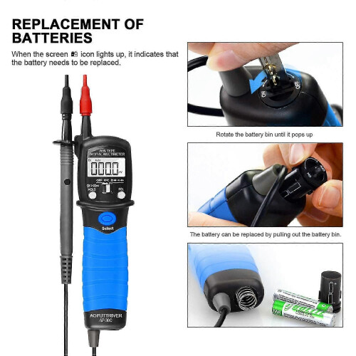 (38C Blue45024) Digitales Multimeter im Stiftformat, Voltmeter-Tester mit LCD-Display, hochpräzise