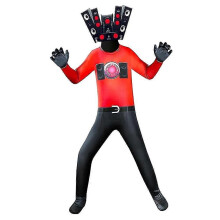 (140cm-Sound Man2461) Halloween Skibidi Toiletspel Rollenspelkostuum Toiletman Cosplay Jumpsuit