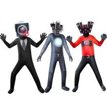 (140cm-Cameraman2471) Halloween Skibidi Toiletspel Rollenspelkostuum Toiletman Cosplay Jumpsuit