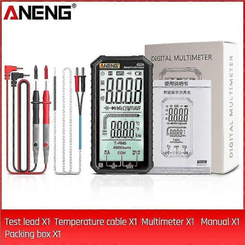 (black279)Aneng Digital Multimeter 620a Transistor Testers 6000 Counts True Rms Auto Electrical Capacitance