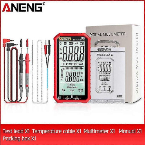 (Red280)Aneng Digital Multimeter 620a Transistor Testers 6000 Counts True Rms Auto Electrical Capacitance