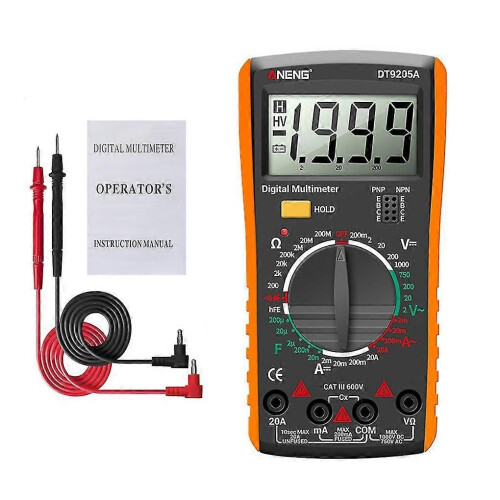 (Orange364)Dt9205a Digital Multimeter Ac/dc Transistor Tester Electrical Test Meter Profesional Analog