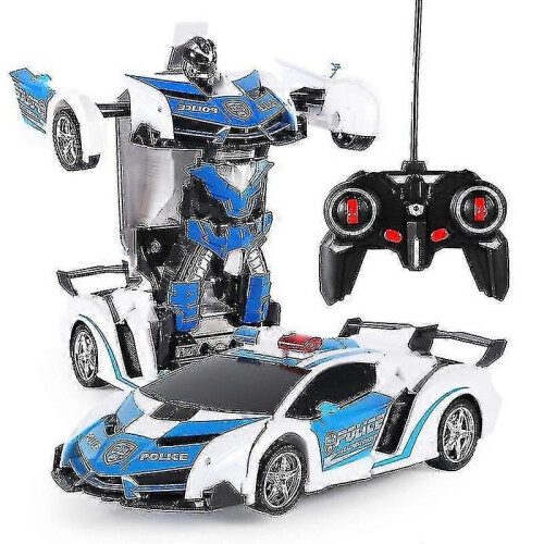 (2107) Voiture robot transformable télécommandée à l'échelle 1:18 - Jouet pour enfants - Bleu