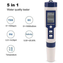 (132115) Medidor de pH cinco en uno: temperatura, salinidad, conductividad, análisis de calidad del