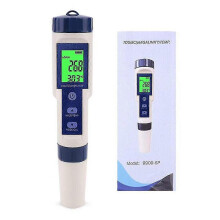 (132440) 5 en 1 Medidor/detector digital de calidad del agua tipo pluma: EC, pH, salinidad y temperatura