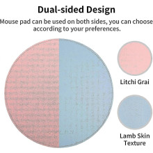 (104)Round Double Sided Mouse Pad Small Pu Leather Mouse Pad With Seam Edge Anti-slip Waterproof Mouse
