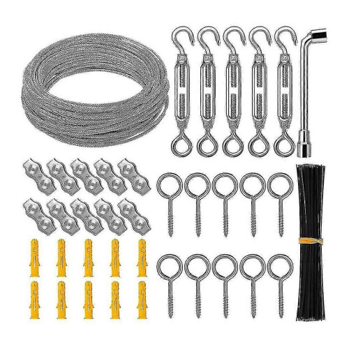 (1077)String Light Hanging Kit, Coated Wire Rope With Turnbuckles And Hooks For Deck Railing System
