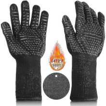 (1973) Hitzeschutzhandschuh, Ofenhandschuh mit Silikonmatte, Grillhandschuh, Ofenhandschuh, rutschfester