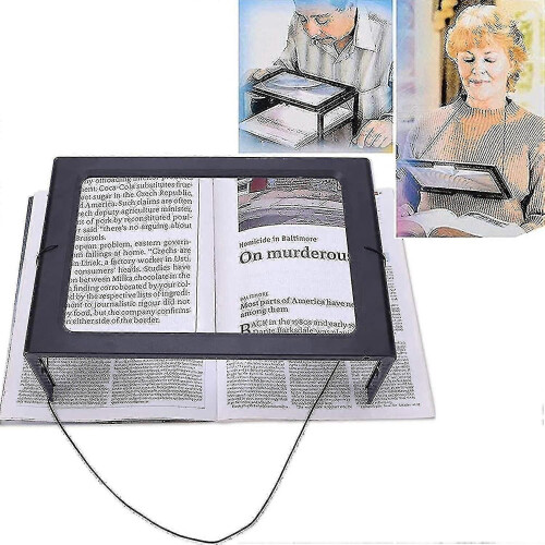 (1880) Lupa de lectura rectangular con aumento 3x y 4 LED para tama?os S a A4