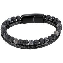 (711)Bracciale da uomo con perline intrecciate, bracciale in pelle, decorazione da polso maschile