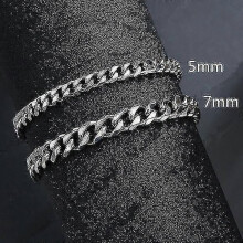 (1030)Bracciale classico da uomo in acciaio inossidabile [7 mm argento]