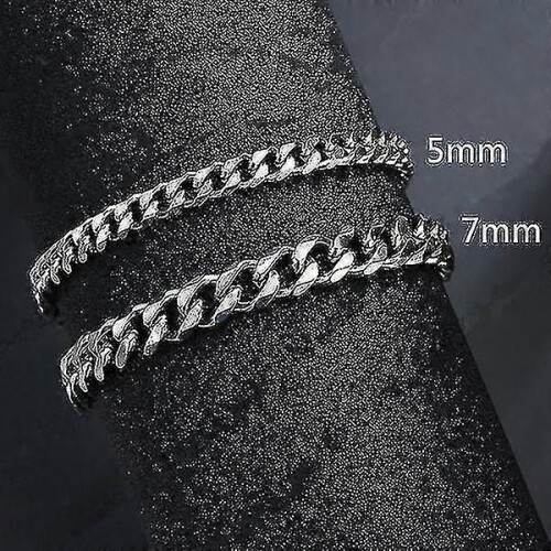 (1030)Bracciale classico da uomo in acciaio inossidabile [7 mm argento]
