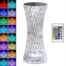 (100) Kristall-Tischleuchte, 16 RGB-Farben mit Touch- und Fernbedienung, wiederaufladbar, dekoratives