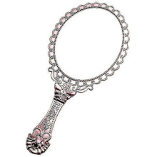 (996)2 Pieces Retro Pattern Handle Makeup Mirror, Pocket Mirror With Handle, Vintage Oval Mirror, Hand