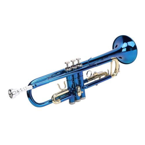 Bb Standard Trumpet Blue Color Copper Gold Keys 1