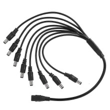(2434) 5,5x2,1 mm 1 hona till 8 hane nätsladdssplitteradapter för CCTV-kamera