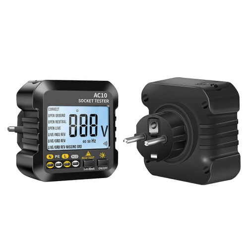 (EU Plug45146)Ac10 Digital Socket Tester Zero Line Plug Polarity Phase Check Phase Detector