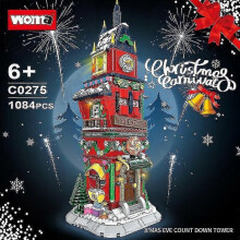 (Stijlen 11051)Kerstboom Kerstman Rendier Kerstsok Huis Toren Bouwstenen Stad Winter