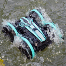 (B-Cyan46331) Auto giocattolo telecomandata con rotazione elettrica e veicoli acrobatici con rotazione
