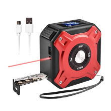 (Red2129) Cinta métrica láser digital recargable USB 2 en 1 de 40 m, telémetro, herramienta de medición