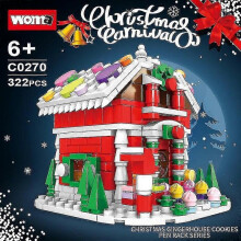 (Stijl 21050)Kerstboom Kerstman Rendier Kerstsok Huis Toren Bouwstenen Stad Winter