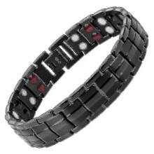 (Nero2437) Bracciale magnetico ultra resistente per terapia magnetica - Sollievo dal dolore dell'artrite