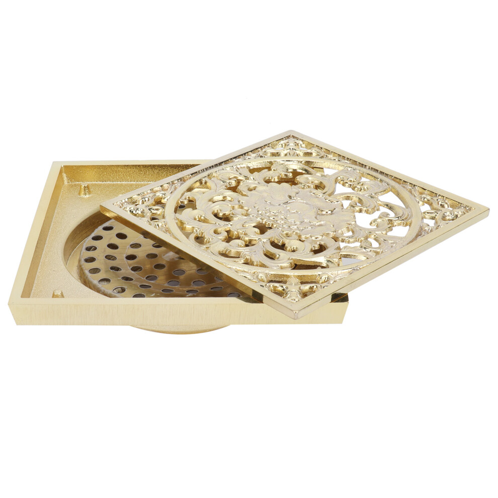 10X10cm Copper Gold Floor Drain Strainer For Bathroom & Hotel 8301340599554