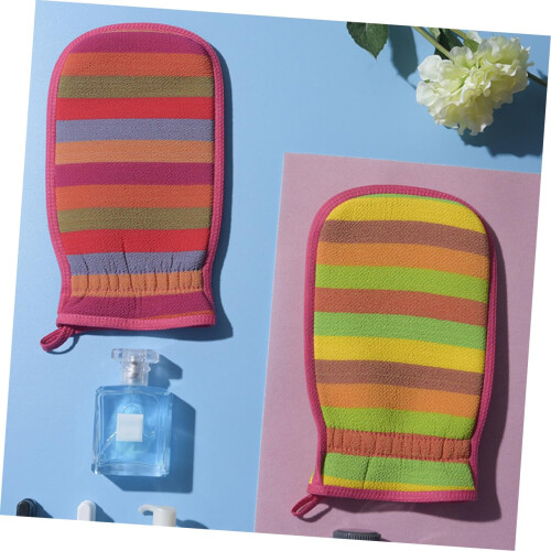 Peeling Gloves Set for Shower Exfoliating Mitts Random Color Soft Material Bath Scrubber 2-Piece 2