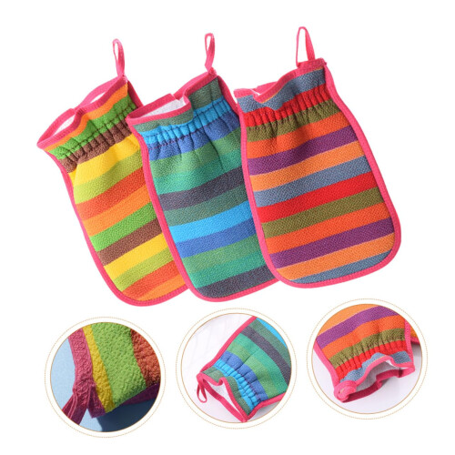 Peeling Gloves Set for Shower Exfoliating Mitts Random Color Soft Material Bath Scrubber 2-Piece 1