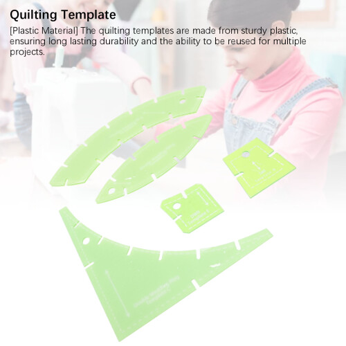 Multi-Functional 5 Pcs Transparent Green Quilting Template Set for Sewing & Cutting 2