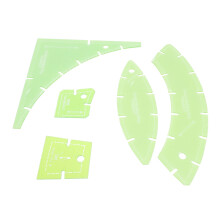 Multi-Functional 5 Pcs Transparent Green Quilting Template Set for Sewing & Cutting
