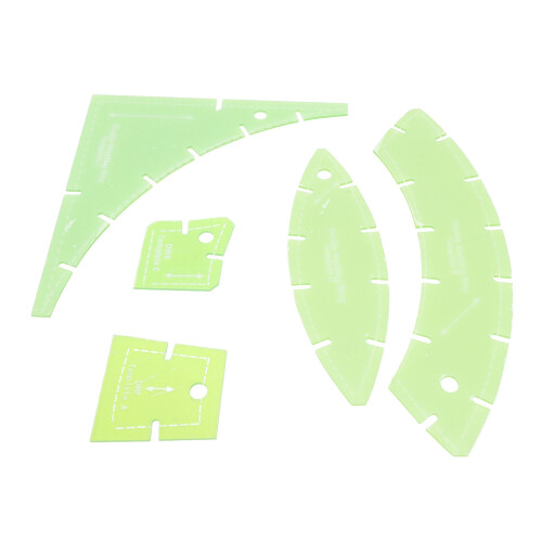 Multi-Functional 5 Pcs Transparent Green Quilting Template Set for Sewing & Cutting