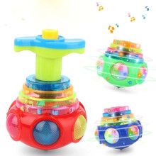 Glitter UFO Music Spinning Top Toy Pack of 2, LED Light Up Fidget Toy for Kids, Luminous Glow in Random Colours