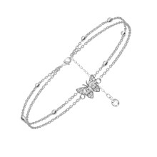 Flashing Rhinestone Double Layer Anklet for Women, Elegant Summer Accessory with Delicate Details, Adjustable Size