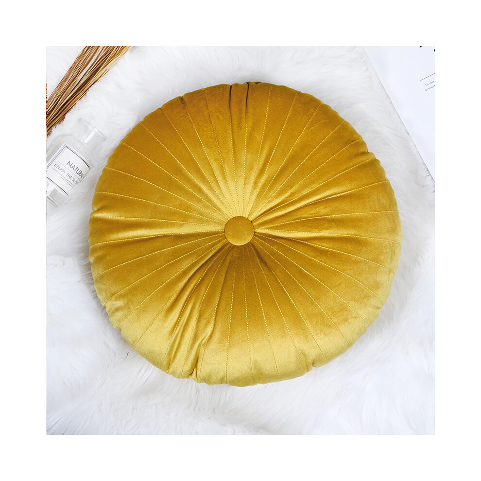 (Golden Yellow)CojíN De Silla De Asiento Trasero De Calabaza Redondo Terciopelo Ventana Piso Sofá Sala De Estar Hogar-image