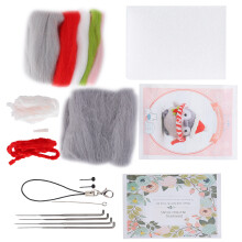 Needle Felting Kit 112# Wool DIY Animal Plush Doll Christmas Hat Set