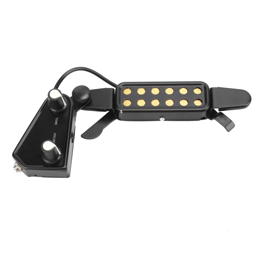 Acoustic Guitar Clip-On Transducer Pickup with Volume Control (Black)