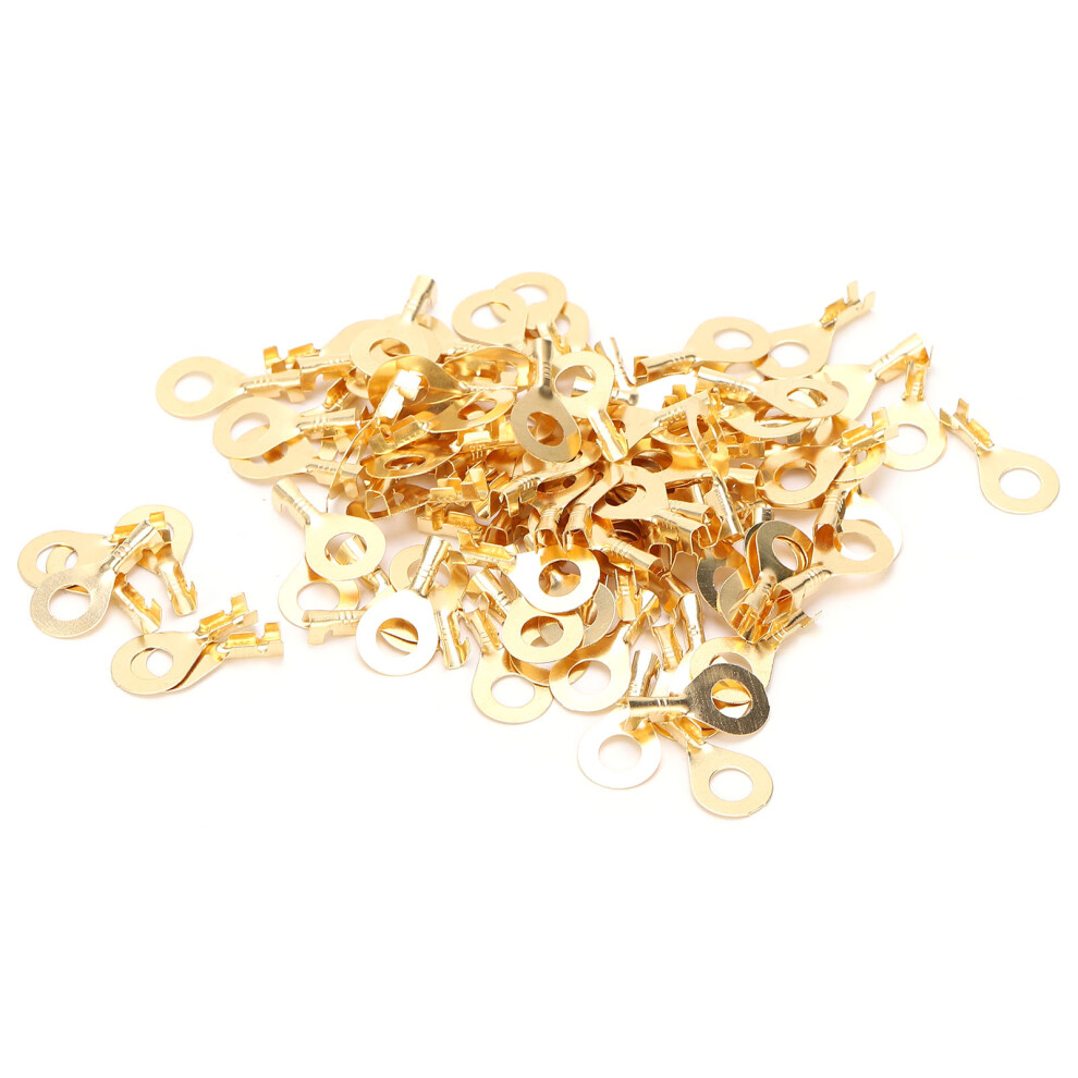100Pcs Brass Cold Pressed M6 6.2Mm Crimp Cable Lug Terminals 7901340608211