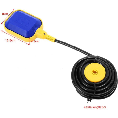 Float Switch, 5M/16.4ft Cable Water Level Controller Rectangular Float Switch Water Level Control Sensor AC 220V 15(8) A for Water Tank, Sump Pump 2